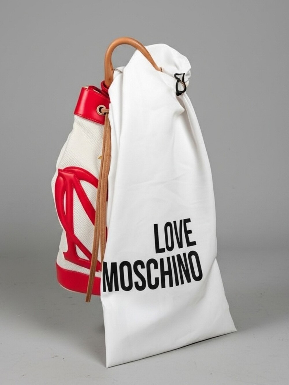 LOVE MOSCHINO Shoulder/Sling Borsa Canvas Naturale & PU Red - Picture 6 of 16